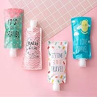 Hoocozi 4Pcs Space-Saving Travel Bottles Set, Leakproof Refillable Empty Containers, Squeezable Travel Bags Sets Cosmetic Toiletry Holders for Shampoo Lotion Soap(3.25 FL OZ)