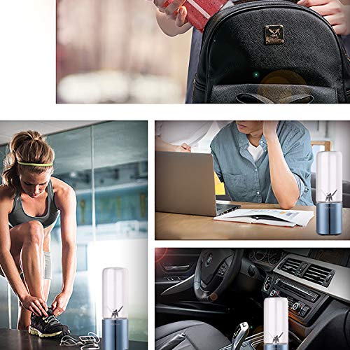 BonNoces Portable Personal Blender, USB Rechargeable Glass Juicer Cup, Six Blades in 3D, 400ml with Travel Lid Small Fruit Blender for Shakes and Smoothies