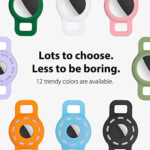 3-Pack Protective Case Compatible with Apple AirTag Dog Collar Holder, Anti-Lost Silicone AirTag Cat Puppy Collar Cover with Screen Protectors - Black & Orange & White