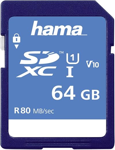 Hama 64GB SDXC UHS-I Class 10 Memory Card 90MBs Full HD Video Recording
