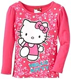 Hello Kitty Little Girls' Cerise Long Sleeve Screenprinted Tee