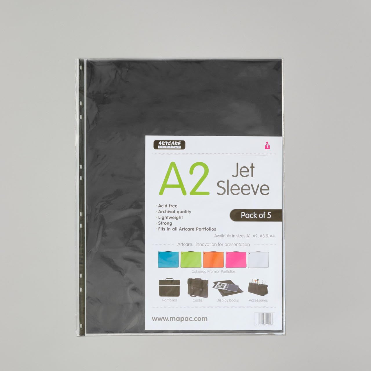 Artcare A2 Display Sleeves Archival quality Pack of 5 Lightweight Strong Clear Fits in all A2 Portfolios