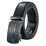 Leather Belts for Mens Automatic Buckle Sliding Holeless Genuine Ratchet Belts Gifts for Men