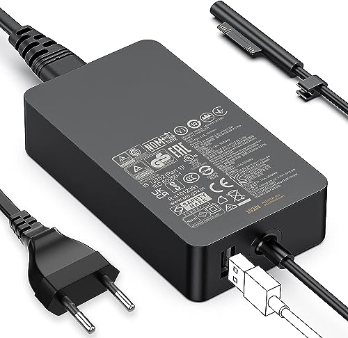 Surface Pro Charger, 65W Surface Charger Compatible with Microsoft Surface Pro 3/4/5/6/7/7+/8/9/10/11/12, Surface Laptop 1/2/3/4/5/6/7, Surface Go 1/2/3/4