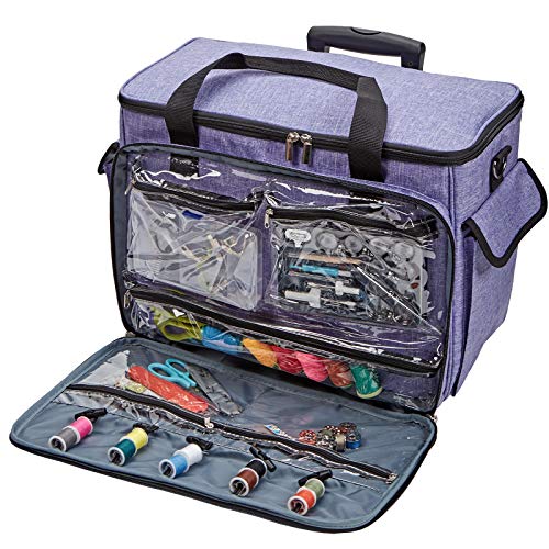 HOMEST Sewing Machine Carrying Case with Multiple Storage Pockets, Universal Tote Bag with