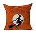 4TH Emotion Halloween Witch Party Home Decor Orange Throw Pillow Cover Pillow Case 18 x 18 Inch Cotton Linen for Sofa