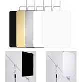 YUOCU 35"x47"/90x120cm Light Reflector Flag Panel Kit, 5-in-1 Diffusion Scrim Translucent/Gold/Silver/Black/White Lighting Diffuser, Stainless Steel Foldable Frame for Studio Portrait Photography
