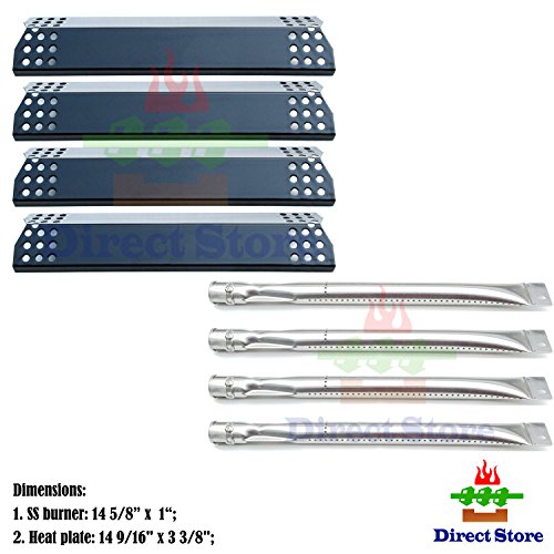 Direct store Parts Kit DG142 Replacement Sunbeam,Nexgrill,Grill Master 720-0697 Gas Grill Burners,Heat Plates (Stainless Steel Burner + Porcelain Steel Heat Plate)