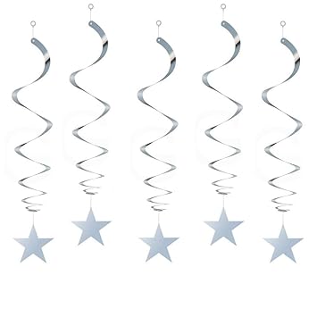Silver Star Hanging Swirl Decorations Party Swirl Decorations Ceiling Decorations Hanging Decorations Whirls Party Supplies Great For