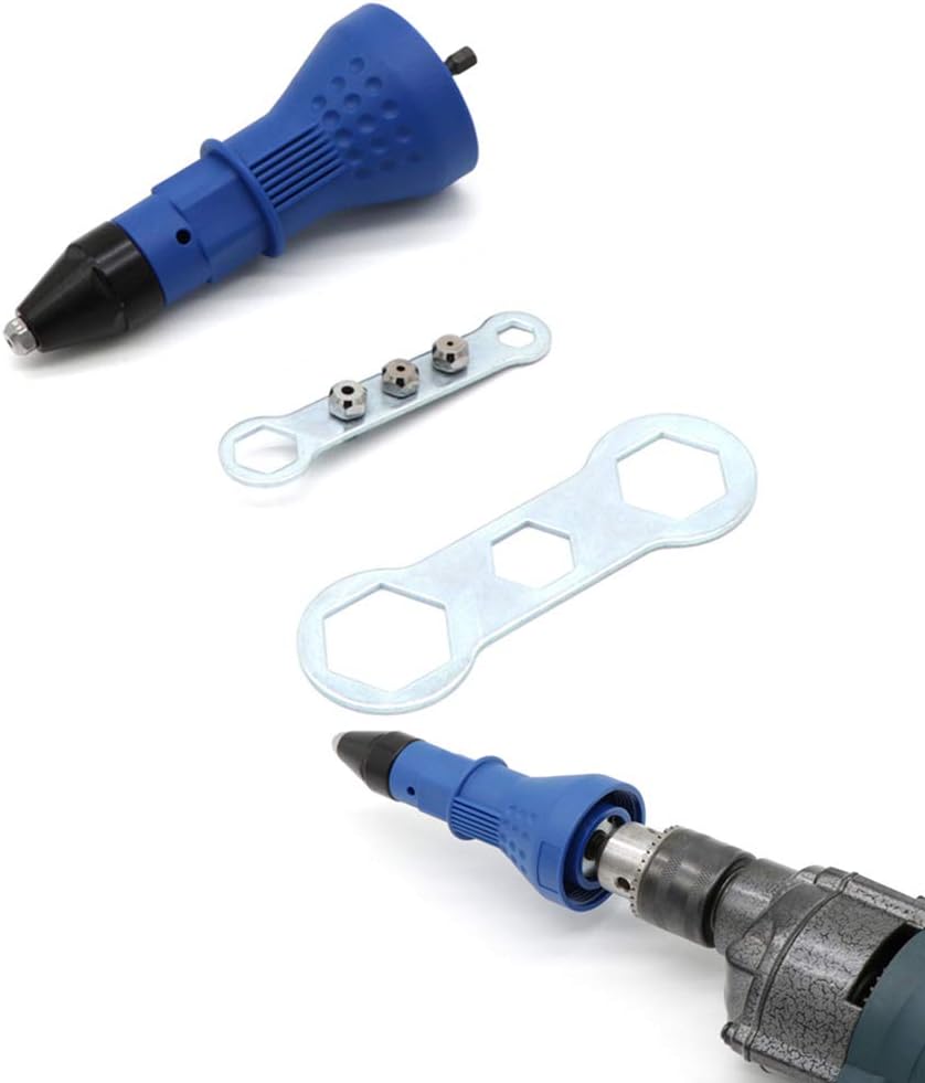 Riveter Adapter,Rivet Gun for Cordless Drill,Electric Rivet Nut, Cordless Riveting Drill Adaptor Rivet Attachment Rivet Nut Drill Adapter Kit Rivet Gun Riveting Adaptor Tool Kit