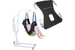NEPPT Patient Lift Sling for Hoyer Home Use Elderly Bedridden Patient Lift Assist Aid Medical Toileting Sling Devices Full Body Elevation Lifter for Adults Sit to Stand Positioning Transfer Belt (Black)