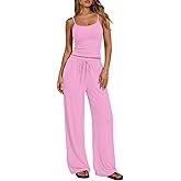 Trendy Queen Women's 2 Piece Lounge Set Spring Outfits - Camisole Top & Wide Leg Pants