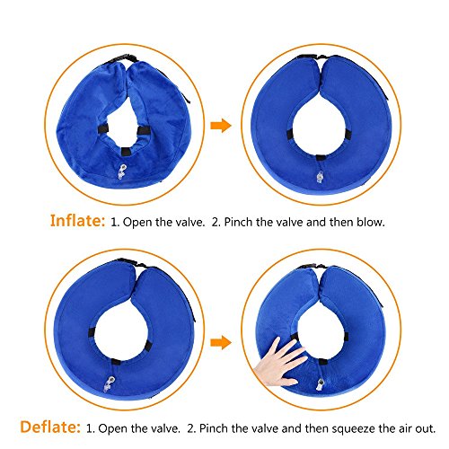 Neepanda Protective Inflatable Dog Collar, Adjustable Soft Pet Recovery E-Collar Cone for Small/Medium/Large Dogs & Cats, Designed to Prevent Pets From Touching Stitches (L, Blue)