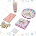 Unicorn Party Supplies Set 16 Kids Magic Birthday | 80 Pack Pieces Plates 350GSM Napkins Cups Straws Straw Decorations | Perfect First Girls Boys Children Favors Disposable Eco Paper Tableware