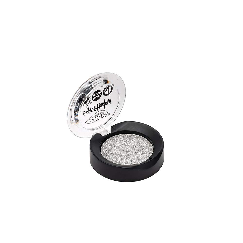 PuroBIO Certified Organic Highly-Pigmented and Long-Lasting Metallic and Duo-Chrome Eyeshadow no 23 SILVER .With Vitamin E, Jojoba Oil, Plant Glycerine.VEGAN.ORGANIC.NICKEL TESTED.MADE IN ITALY.