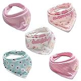 100% Soft Cotton Front Drool Baby Bibs with Adjustable Snaps(5 Pack Gift Set)