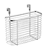 Ybmhome Over the Cabinet Door Kitchen Storage Organizer Holder Basket Pantry Caddy Wrap Rack for Sandwich Bags, Cleaning Supplies – Chrome 2234 (1, Medium)