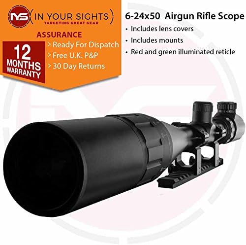In Your Sights 6-24x50 Illuminated reticle AO Adjustable Objective rifle scope with Sunshade