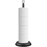 Metal Toilet Paper Holder Stand with Crystal Head - 4 Rolls Free Standing Bathroom Storage, Rustproof Space-Saving Design for Small Bathrooms (Black)