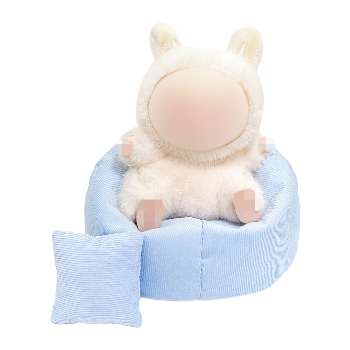 Photo 1 of Handmade Bean Bag Chair for Doll Seat, Sofa Table Dispaly Accessories for 15-17cm Dolls (Light Blue)
