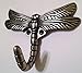 DIY Decor Hub - 6 pcs Antique Silver Dragonfly Decorative Wall Hooks for Hanging Coats, Keys, Towels, Bags, and More