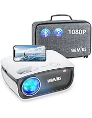 WiFi Projector, WiMiUS Bluetooth Projector Support Full HD 1080p, Mini Projector Support Screen Synchronization and 50% Zoom, Portable Projector Compatible with HDMI/USB/TV Box/AV/PC/ PS4