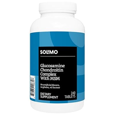 Amazon Brand - Solimo Glucosamine Chondroitin Complex with MSM, 240 Tablets, Glusosamine 1500mg, Chondroitin/MSM Complex 1103mg, Four Month Supply