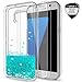LeYi for Galaxy S7 Case with Tempered Glass Screen Protector [2 Pack] for Girls Women, Cute Glitter Shiny Quicksand Clear Phone Case with Car Holder Kickstand for S7 ZX Turquoise