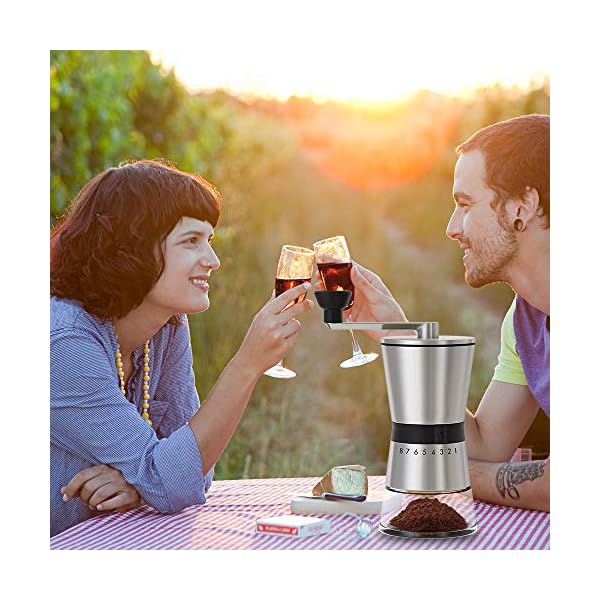 FeelGlad Manuelle Kaffeemühle, HandKaffeemühle aus Edelstahl Kaffeemühle, 8 Verstellbarer Mahlgrad mit 1 Abnehmbare… – Bild 5