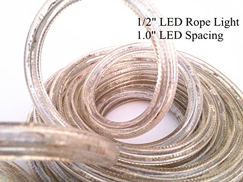 CBconcept 120VLRS-50FT-WW 120-volt 2-Wire 1/2-Inch LED Rope Light, 1.0-Inch LED Spacing Christmas Lighting, Indoor/Outdoor Rope Lighting, 50-Feet, Warm White