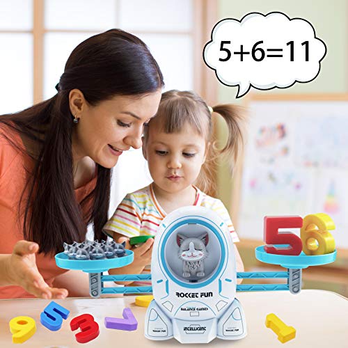 SHANDERBAR Math Educational Toys for 3 4 5 6 Year Old, Preschool Activities Teaching Learning Toys for Kindergarten Toddler 3 4 5 6 Year Olds Boys & Girls (Cat Balance Game)