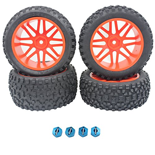 4pcs Front & Rear Wheel Complete Tires Rim For RC Redcat 1/10 Buggy Shockwave Nitro Redcat Tornado S30 EPX (PRO) HSP Backwash Warhead Spare Part
