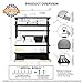 Magnetic Fridge Spice Rack Organizer (Large with 6 Utility Hooks) - 4 Tier Mounted Storage, Paper Towel Roll Holder, Multi Use Kitchen Shelf, Pantry Wall, Laundry Room, Dorm, Garage... [Matte Black]