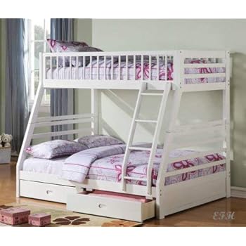 Outstanding White Wood Bunk Beds Twin Over Full