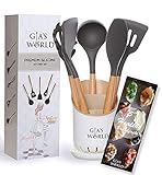 Kitchen Utensil Set – 5 Piece Silicone Kitchen Utensils Set With Holder - Nonstick, Non-scratch, Heat Resistant Cooking And Serving Spatulas For Pots And Pans - BPA-Free And FDA Approved
