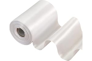 TONIFUL 4 Inch Wide White Solid Satin Ribbon 22yd Fabric Large Ribbon for Cutting Ceremony Grand Opening Chair Sashes Table H
