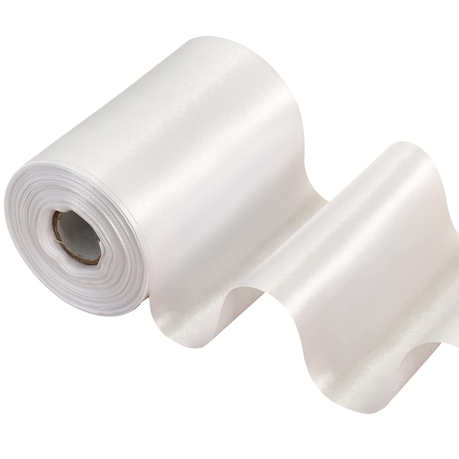 TONIFUL Wide satin ribbon-for Gift Wrapping Christmas Tree Halloween Thanksgiving Wedding Car Chair Pageant Sashes Grand Opening Festival Party Decor-White Ribbon-4 Inch x 22 Yards