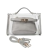 Clear Crossbody Messenger Shoulder Bag for Women Adjustable Strap, NFL Stadium Approved Trasparent Purse (Gray)