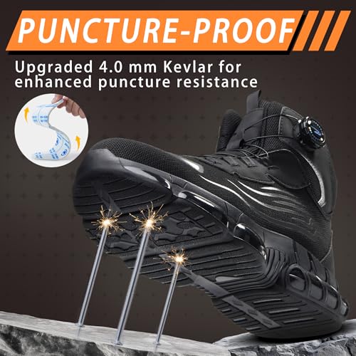 COOU Safety Boots for Men Women Lightweight Safety Shoes with Breathable Steel Toe Comfortable Non-Slip Work Boots