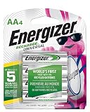 Energizer Rechargeable AA Batteries, NiMH, 2000 mAh, Pre-Charged, 4 count (Recharge Universal)