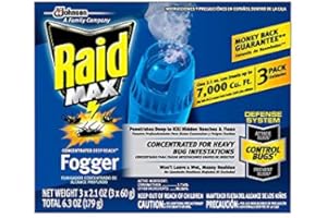 JOHNSON HARDWARE Johnson Raid Max Fogger, Insect Killer for Mosquito, Ant, Roach, Spider, Flea, for Indoor Use 6.3 Ounce (Pack of 1)