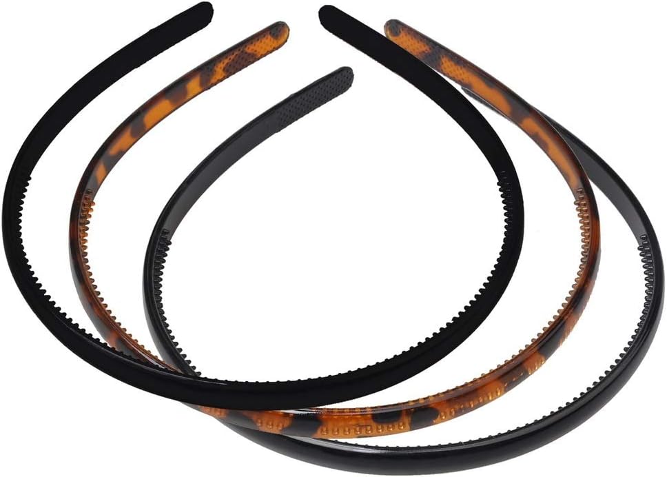 6 PCS Plastic Plain Headbands with Teeth, Skinny Teeth Comb Headbands