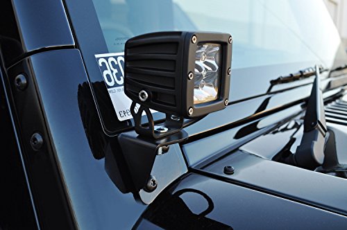 iJDMTOY 40W High Power CREE LED Pod Lights w/ Front Windshield A-Pillar Panel Mounting Brackets For 2007-2017 Jeep Wrangler JK