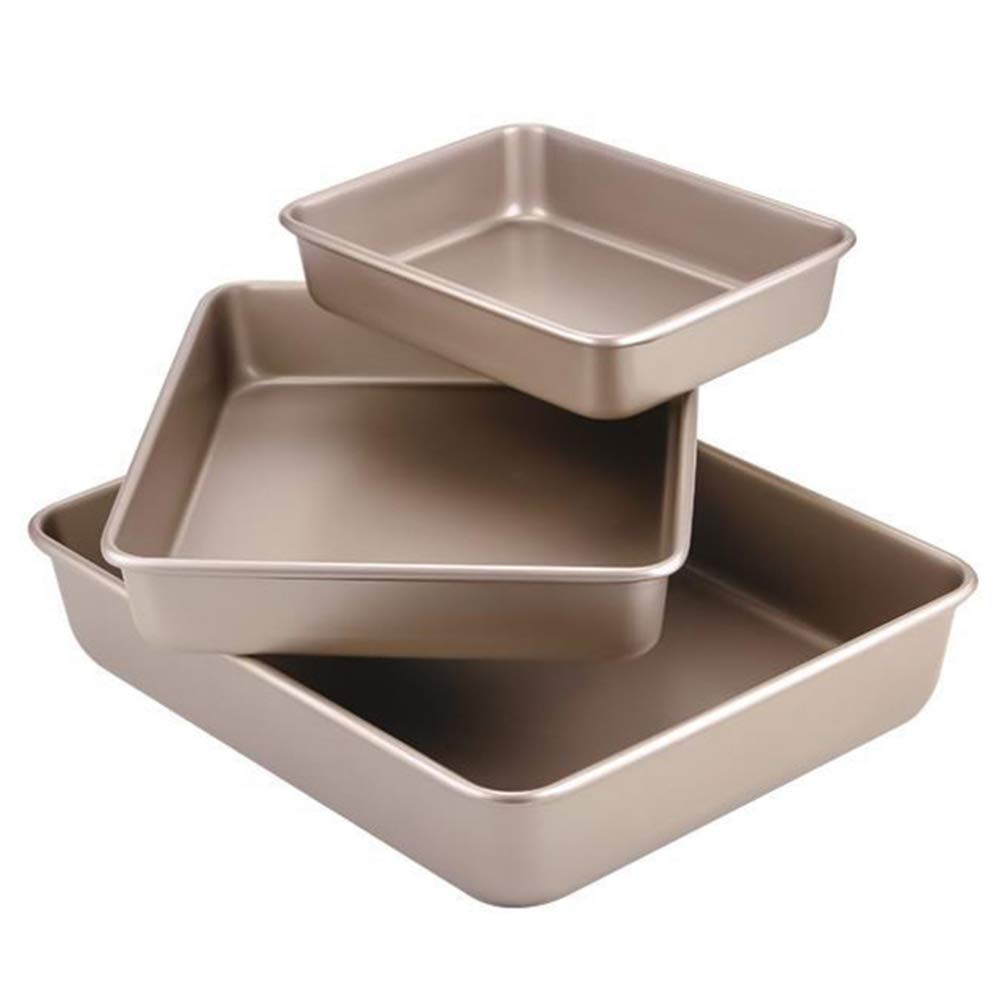 Beaupretty 3pcs Rectangular Baking Pan Carbon Steel Deep Baking Pans