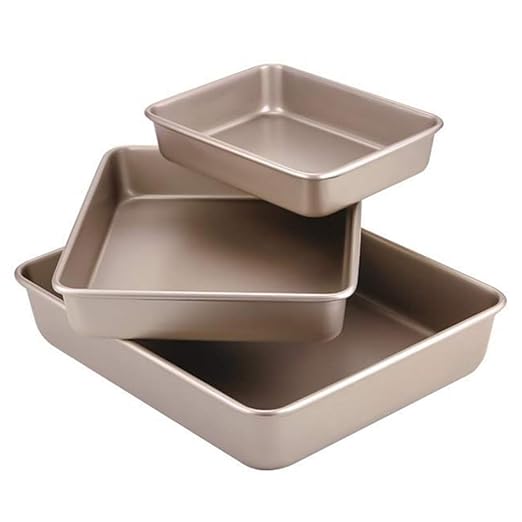 Beaupretty 3pcs Rectangular Baking Pan Carbon Steel Deep Baking Pans