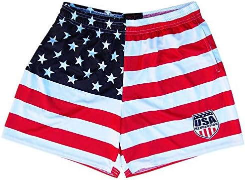 USA Revolution American Flag Shorts, Red-White-Blue, Adult X-Large