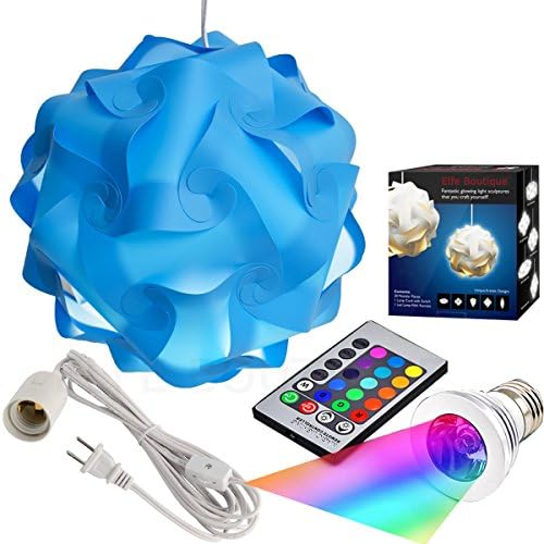 Puzzle Lights Kit, Modern Jigsaw Puzzles Lamp with 12 Feet Cord and Remote Control 16 Color Changing LED Light Bulb Kit, Large Size, Blue