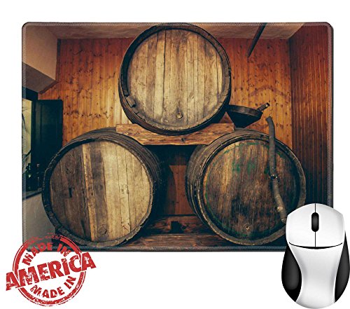 Luxlady Natural Rubber Mouse Pad/Mat with Stitched Edges 9.8â€ x 7.9â€ IMAGE ID: 22842356 Wooden windery barrels in Spanish cellar
