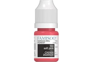 FAMISOO PMU Pigment for Lip 0.169fl.oz/5ml Professional Tattoo Ink for Long-Lasting Lips Color Microblading Ink Permanent Makeup Beauty Tattoo Supplies(T61 Soft Pink)