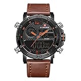 Men Sport Chronograph Watch with Date and Week Man Luxury Waterproof Casual Dual Display Wrist Watch